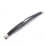 Brede heren armband met gevlochten zwart leer en roestvrijstalen sluiting. Fashion, mode, heren, stoer