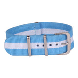 NATO horlogeband. Blauw_wit_blauw_Argentijnse vlag met roestvrij stalen gesp. Fashion, mode, horloge, heren.