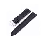 Horlogeband met vintage look. Zwart leer met roestvrij stalen gesp. Fashion, mode, horloge heren
