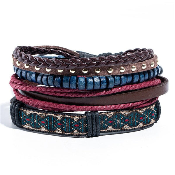 FASHIONA - Leren armband met touwsluiting - 4 designs - Heren